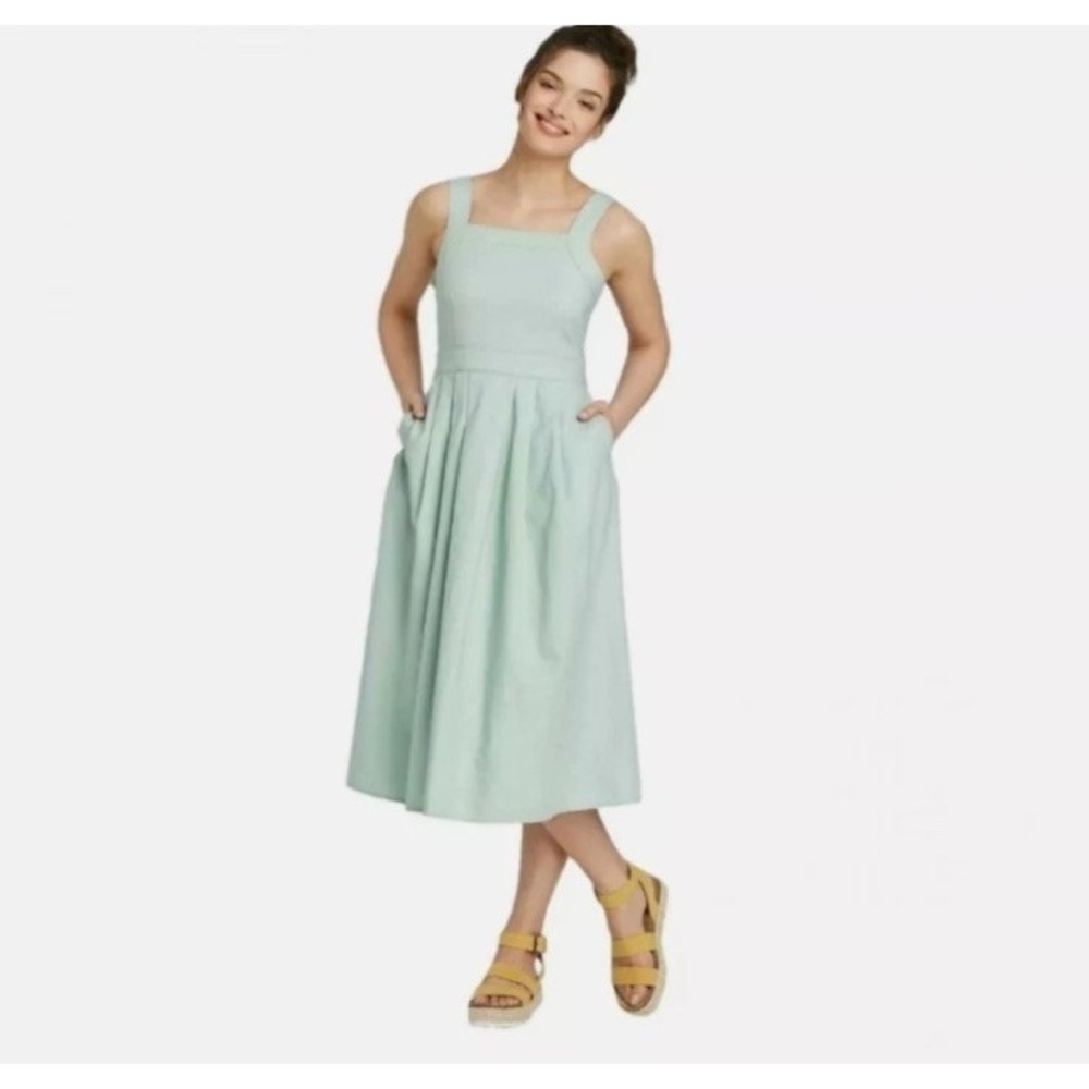 Universal Thread Women's Midi Mint Dress with Pockets, size( 0 ) 100% Cotton